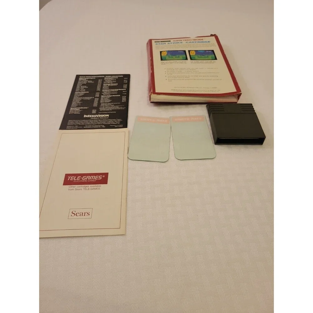 Star Strike Sears Tele Games  Intellivision CIB Complete w Overlays Damaged Box